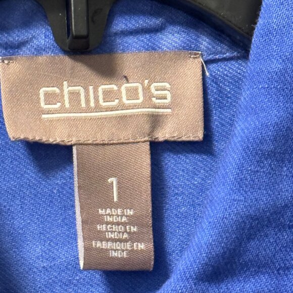 Chicos Womens Blue Shirt Jacket Size M 55% Cotton 45% Linen shirt - Picture 3 of 12